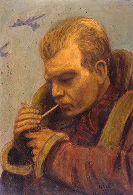Bomber pilot having a smoke