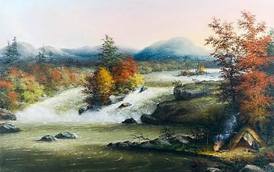 Sample artwork by Alfred Worsley Holdstock (1820 - 1901), known for wilderness landscape and genre painting, teaching - View similar artists and auction records