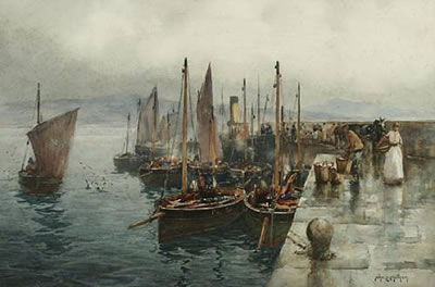 The Fishing Fleet, Port St. Mary by John Ernest Aitken - Auction record, sale price, and art valuation. Compare with similar artists and explore comparable artworks.
