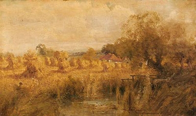 'Harvest, Berkshire' and 'A Thames lock', a Pair