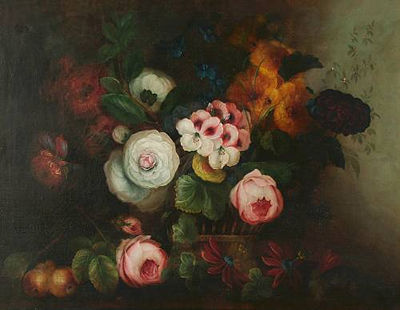 A Basket of Roses, and Another Similar, a Pair