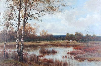 A marsh landscape with cattle watering by James Edward Grace - Auction record, sale price, and art valuation. Compare with similar artists and explore comparable artworks.