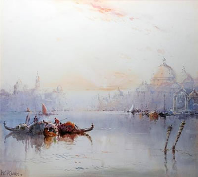 Gondolas on the Grand Canal, Venice by Wilfred Knox - Auction record, sale price, and art valuation. Compare with similar artists and explore comparable artworks.