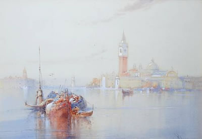View across the Venetian Lagoon, to San Giorgio Maggiore by Wilfred Knox - Auction record, sale price, and art valuation. Compare with similar artists and explore comparable artworks.