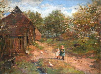 Feeding the hens, at Abinger Hatch, Surrey
