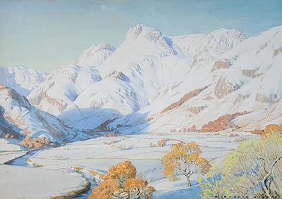 Langdale Pikes under fresh snow