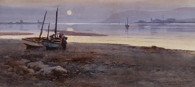 Fishergirls on the shore at dusk, together with another, probably Penmaenmawr, a pair