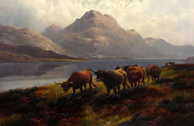 'Highland Roamers Loch Maree N.B.' and 'Highland Cattle Loch Ness N.B.', a pair