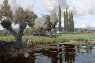 'Cutting Reeds', a French river landscape