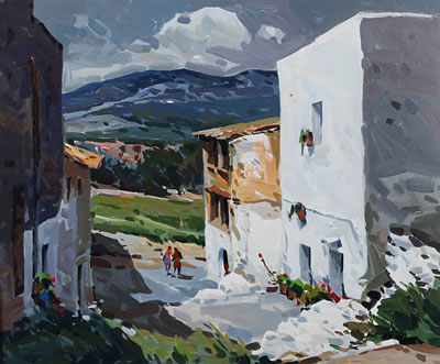 Mountain landscape with figures before houses (2)