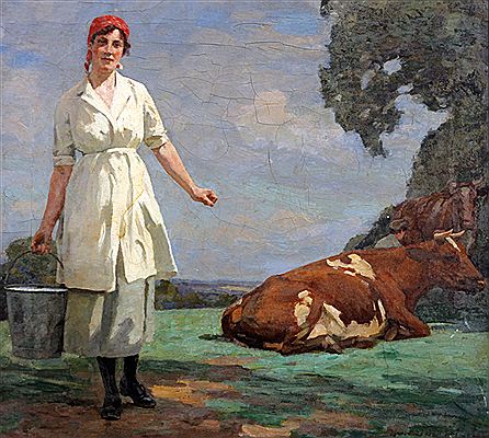 Feeding the sheep, together with another, fetching the milk (2)