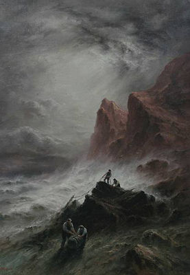 A stormy coastal scene