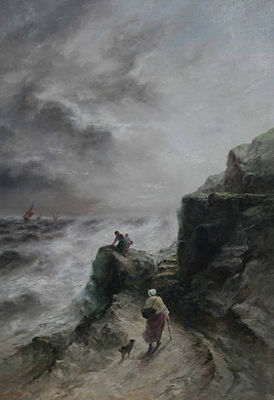 A stormy coastal scene