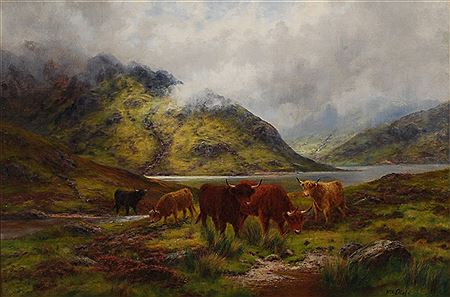 In the Highlands by William Alfred Elleby - Auction record, sale price, and art valuation. Compare with similar artists and explore comparable artworks.
