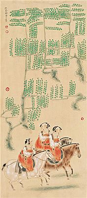 THREE RIDING LADIES by Yongli Tang - Auction record, sale price, and art valuation. Compare with similar artists and explore comparable artworks.