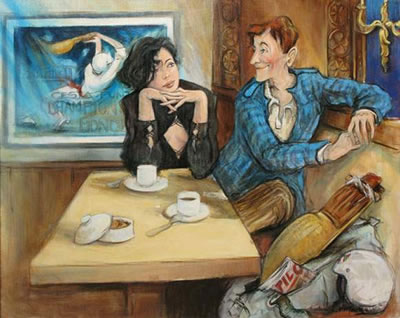 Couple au café
