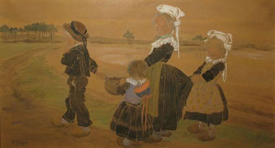Enfants bretons en chemin