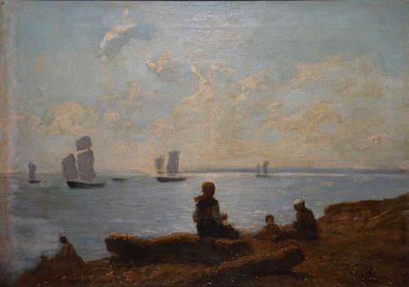 Mère et enfant face à la mer