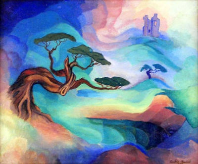 Sample artwork by Archie Musick (1902 - 1978), known for post-office murals, teaching, ghost town book illustrations - View similar artists and auction records
