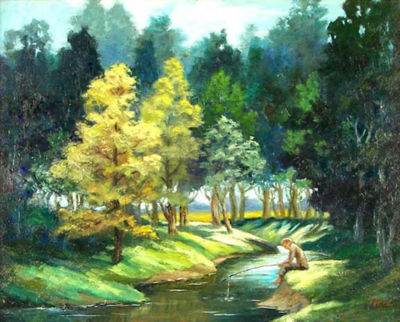 Man Fishing in Stream by Inez Tatum - Auction record, sale price, and art valuation. Compare with similar artists and explore comparable artworks.