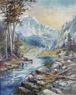 Mountain Scene by George Beardsley - Auction record, sale price, and art valuation. Compare with similar artists and explore comparable artworks.