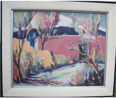 Taos Pueblo Scene by Betty Carlson - Auction record, sale price, and art valuation. Compare with similar artists and explore comparable artworks.