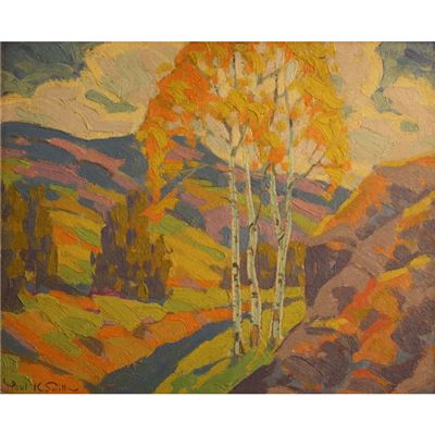 Landscape, Of Three Aspens on Mountainside