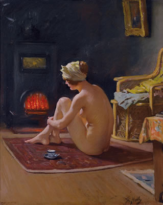 Seated Nude by the Fire