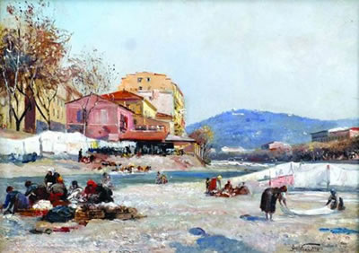Lavandières au bord du Paillon. by Alberto Vianelli - Auction record, sale price, and art valuation. Compare with similar artists and explore comparable artworks.