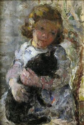 Fille au chat noir