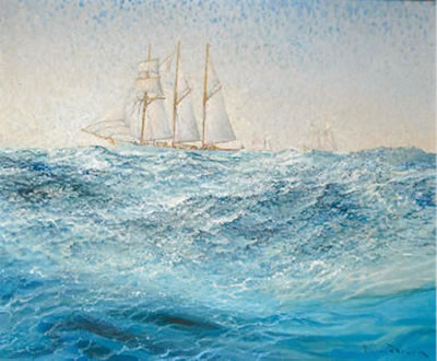 "Flying clipper, l'Étoile et la Belle Poule dans l'ouest de la bouée d'Armen"
