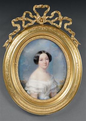 Portrait de mademoiselle de MONSEIGNAT en buste de trois-quarts vers la droite
