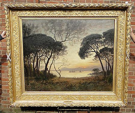 Sunset view across a French bay, Juan Les Pins