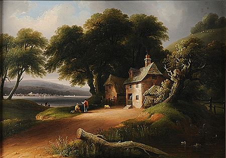 Cottage scene on The Exe opposite Topsham