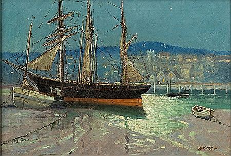 St. Ives Harbour, moonlight