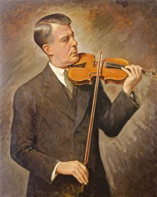 Portrait of Imre Goth: Selfportrait with violin