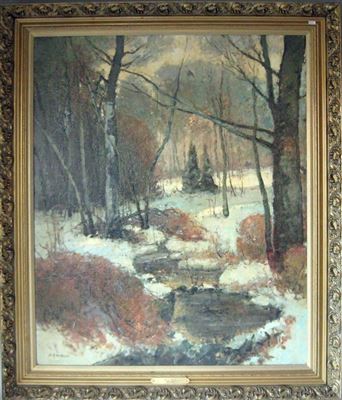 Winter landscape by Bob Nally - Auction record, sale price, and art valuation. Compare with similar artists and explore comparable artworks.