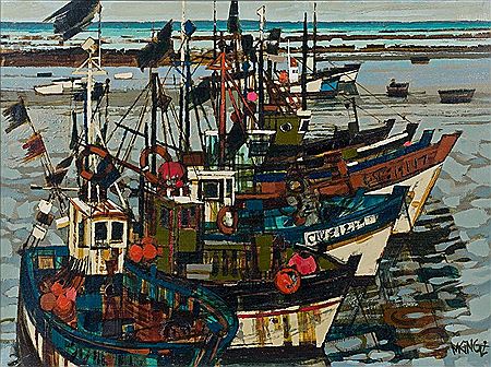 Bateaux de pêche au port by Michel King - Auction record, sale price, and art valuation. Compare with similar artists and explore comparable artworks.