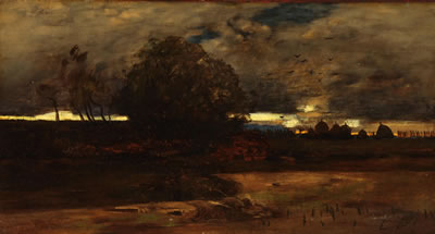 Sunset (Landscape with storm cloudy sky)