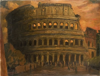 Roma, figure in via dei Fori Imperiali presso il Colosseo