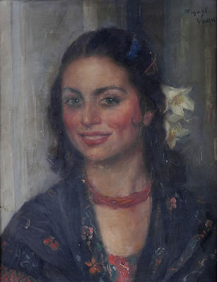 Ritratto di ragazza con fiori nei capelli by Miguel Angel Vaquer - Auction record, sale price, and art valuation. Compare with similar artists and explore comparable artworks.