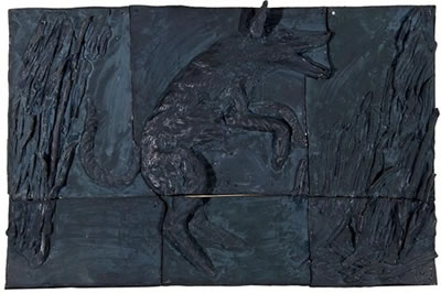 Buiten in de Biezen (outside in the rushes), a set of four reliefs