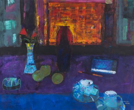Red Vase, Blue Cups