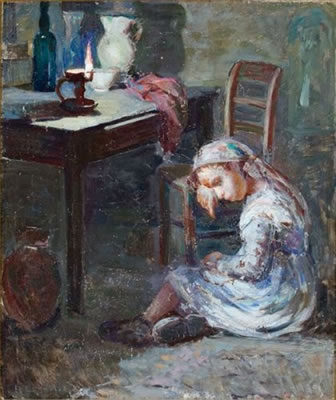 Interno con bambina