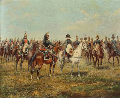 NAPOLEON DECORATING A DRAGOON ON THE BATTLEFIELD; DRAGOONS IN REVIEW (2) by Paul Emile Léon Perboyre - Auction record, sale price, and art valuation. Compare with similar artists and explore comparable artworks.