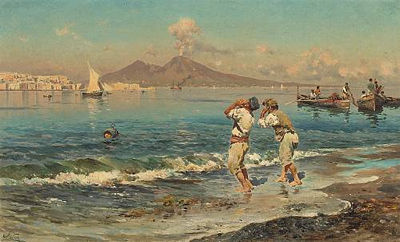 A VIEW OF THE BAY OF NAPLES WITH FISHERMEN by Antonino Leto - Auction record, sale price, and art valuation. Compare with similar artists and explore comparable artworks.
