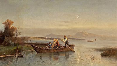 Coming to shore, Lake Chiemsee, Bavaria, circa 1885