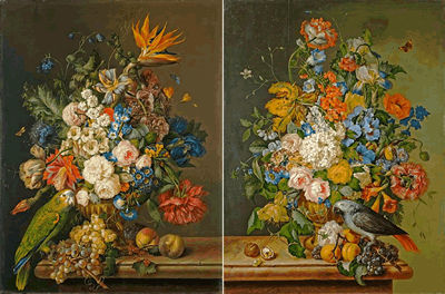 A STILL LIFE OF ROSES; FLOWERS IN AN URN (TWO WORKS)