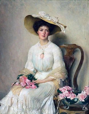 Jeune femme aux roses