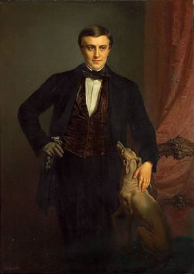A portrait of a gentleman, three-quarter length, with his greyhound by Jean-Mathieu Nisen - Auction record, sale price, and art valuation. Compare with similar artists and explore comparable artworks.